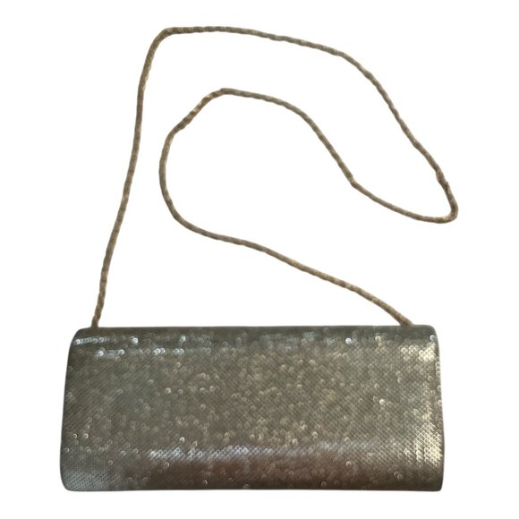 Jessica McClintock Metallic Clutch Purse | Gold Chain Strap Evening Bag | 4.25 x - Picture 2 of 5